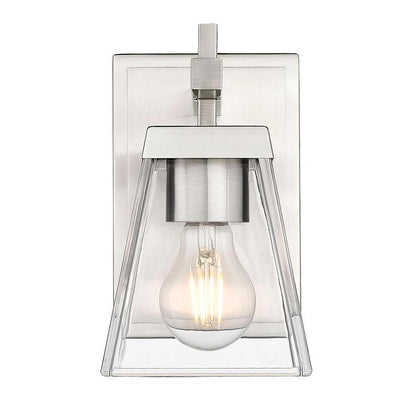 Z-Lite Lauren 1-Light Brushed Nickel Steel Frame Clear Glass Shade Wall Sconce