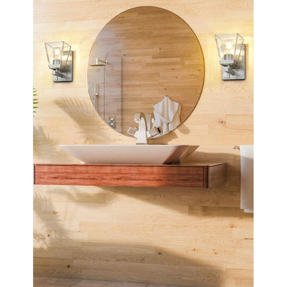 Z-Lite Lauren 1-Light Brushed Nickel Steel Frame Clear Glass Shade Wall Sconce