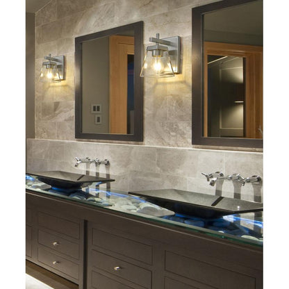 Z-Lite Lauren 1-Light Brushed Nickel Steel Frame Clear Glass Shade Wall Sconce