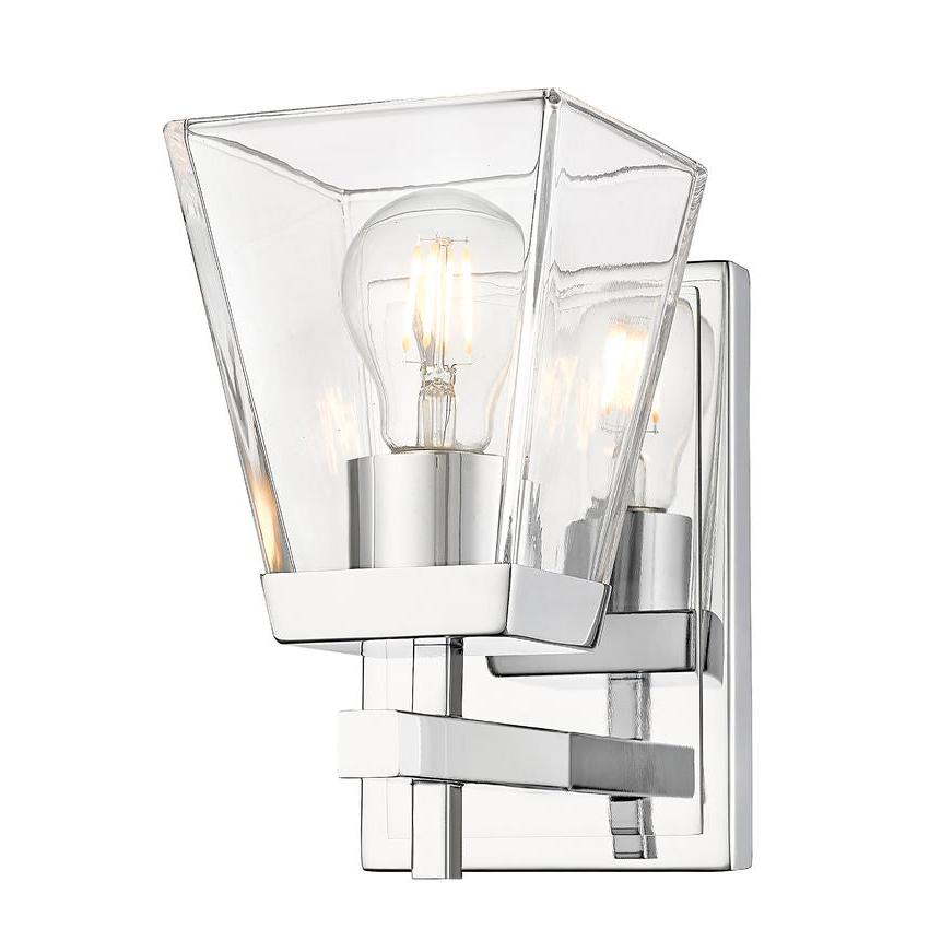 Z-Lite Lauren 1-Light Chrome Steel Frame Clear Glass Shade Wall Sconce