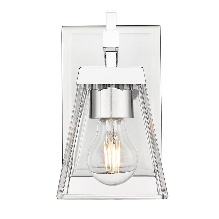 Z-Lite Lauren 1-Light Chrome Steel Frame Clear Glass Shade Wall Sconce
