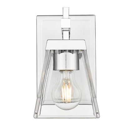 Z-Lite Lauren 1-Light Chrome Steel Frame Clear Glass Shade Wall Sconce