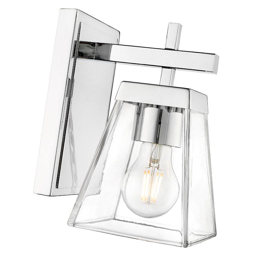 Z-Lite Lauren 1-Light Chrome Steel Frame Clear Glass Shade Wall Sconce
