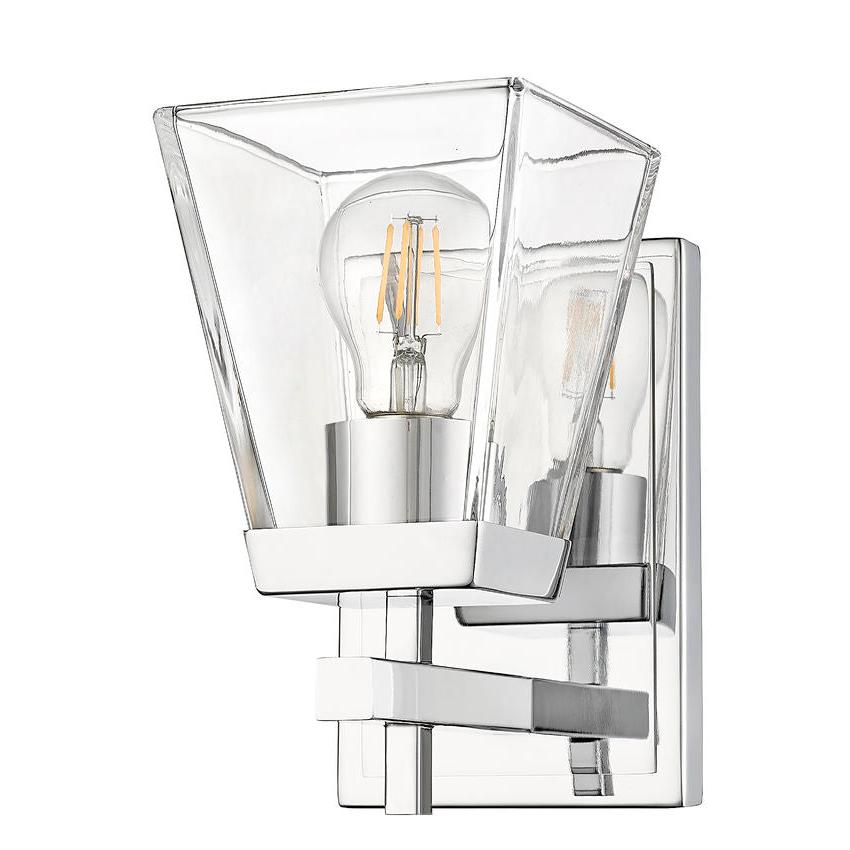 Z-Lite Lauren 1-Light Chrome Steel Frame Clear Glass Shade Wall Sconce