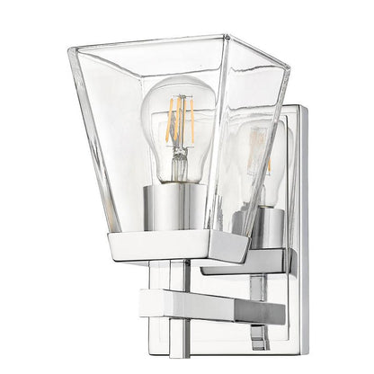 Z-Lite Lauren 1-Light Chrome Steel Frame Clear Glass Shade Wall Sconce