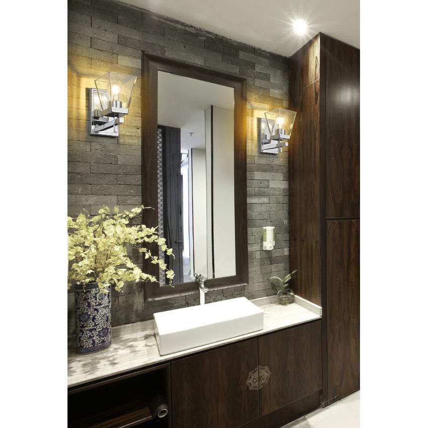 Z-Lite Lauren 1-Light Chrome Steel Frame Clear Glass Shade Wall Sconce