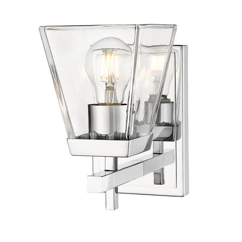 Z-Lite Lauren 1-Light Chrome Steel Frame Clear Glass Shade Wall Sconce