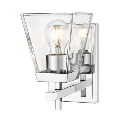 Z-Lite Lauren 1-Light Chrome Steel Frame Clear Glass Shade Wall Sconce