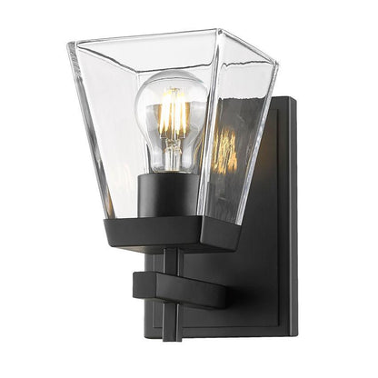 Z-Lite Lauren 1-Light Matte Black Steel Frame Clear Glass Shade Wall Sconce
