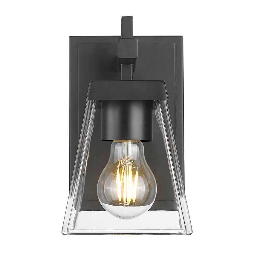 Z-Lite Lauren 1-Light Matte Black Steel Frame Clear Glass Shade Wall Sconce