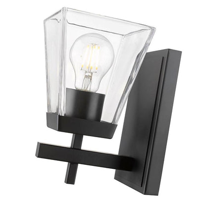 Z-Lite Lauren 1-Light Matte Black Steel Frame Clear Glass Shade Wall Sconce
