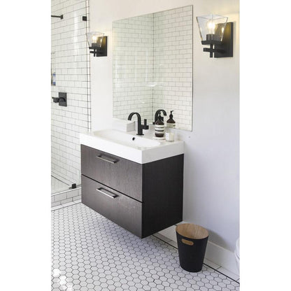 Z-Lite Lauren 1-Light Matte Black Steel Frame Clear Glass Shade Wall Sconce