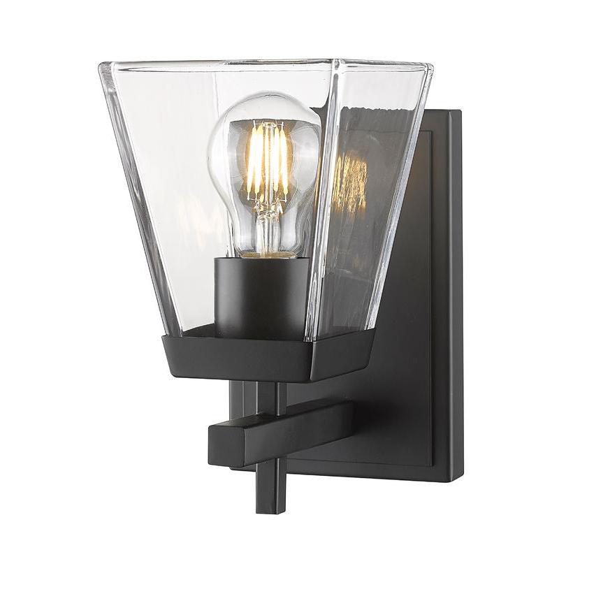 Z-Lite Lauren 1-Light Matte Black Steel Frame Clear Glass Shade Wall Sconce