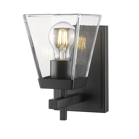 Z-Lite Lauren 1-Light Matte Black Steel Frame Clear Glass Shade Wall Sconce