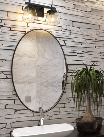 Z-Lite Lauren 16" 2-Light Matte Black Steel Frame Clear Glass Shade Vanity Light