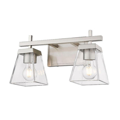 Z-Lite Lauren 2-Light Brushed Nickel Steel Frame Clear Glass Shade Vanity Light