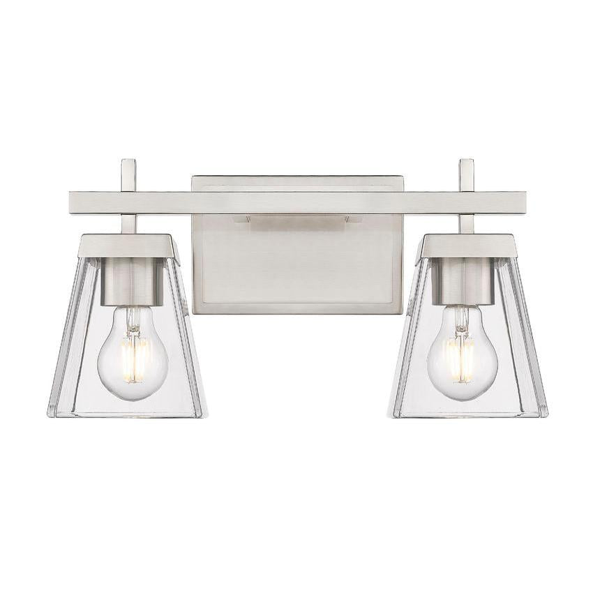 Z-Lite Lauren 2-Light Brushed Nickel Steel Frame Clear Glass Shade Vanity Light