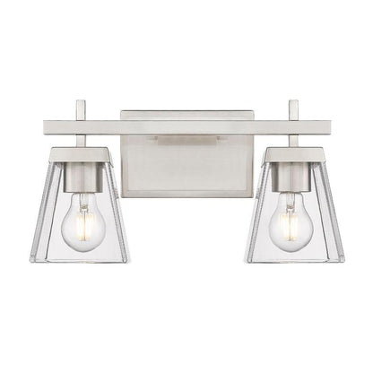 Z-Lite Lauren 2-Light Brushed Nickel Steel Frame Clear Glass Shade Vanity Light