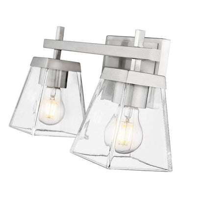 Z-Lite Lauren 2-Light Brushed Nickel Steel Frame Clear Glass Shade Vanity Light
