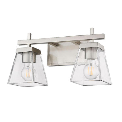 Z-Lite Lauren 2-Light Brushed Nickel Steel Frame Clear Glass Shade Vanity Light