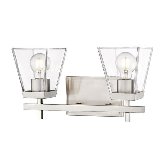 Z-Lite Lauren 2-Light Brushed Nickel Steel Frame Clear Glass Shade Vanity Light