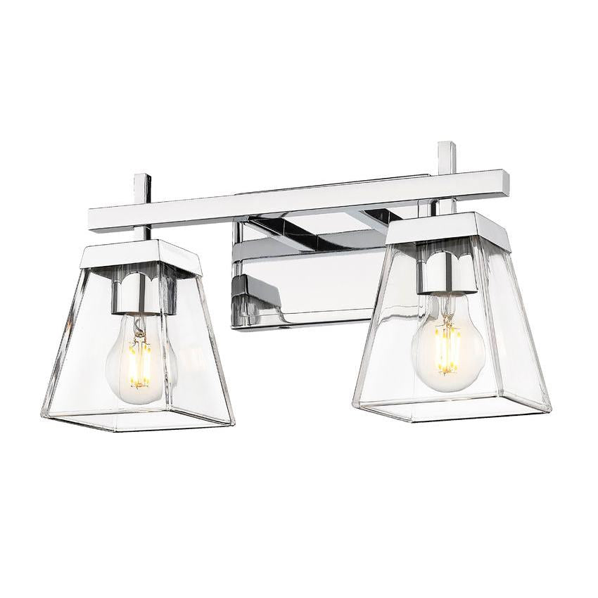 Z-Lite Lauren 2-Light Chrome Steel Frame Clear Glass Shade Vanity Light
