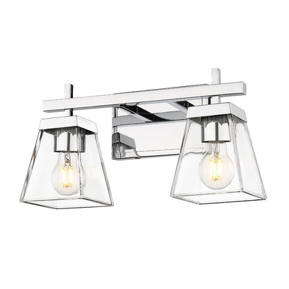 Z-Lite Lauren 2-Light Chrome Steel Frame Clear Glass Shade Vanity Light