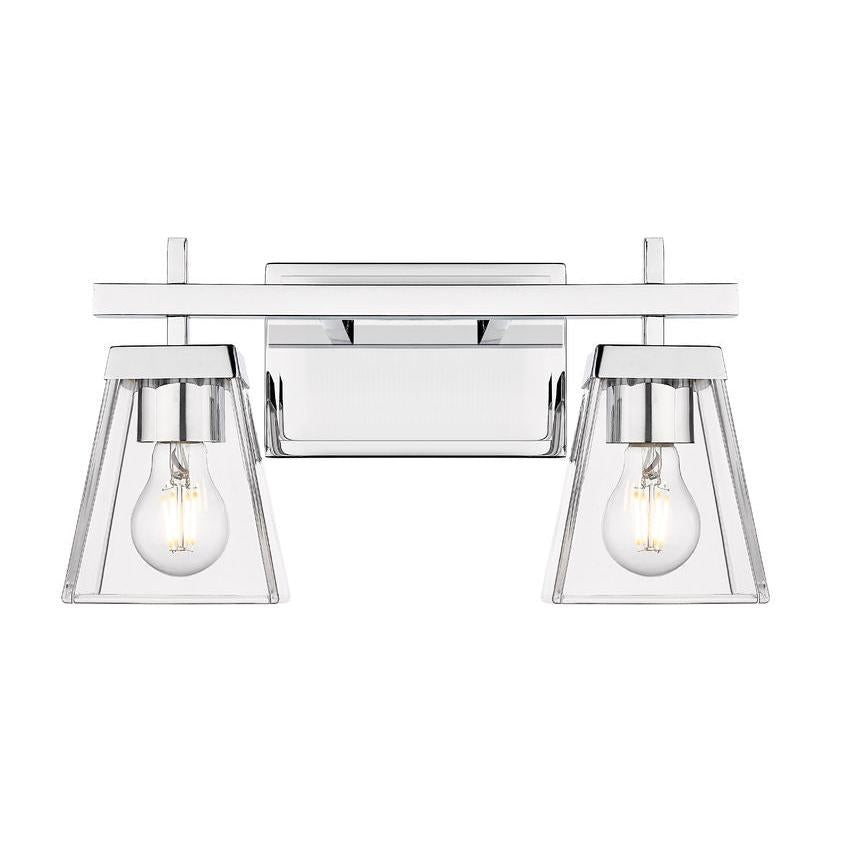 Z-Lite Lauren 2-Light Chrome Steel Frame Clear Glass Shade Vanity Light