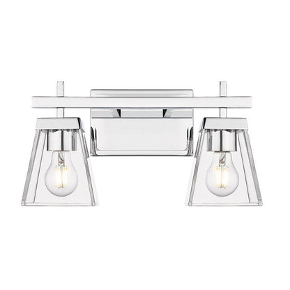 Z-Lite Lauren 2-Light Chrome Steel Frame Clear Glass Shade Vanity Light