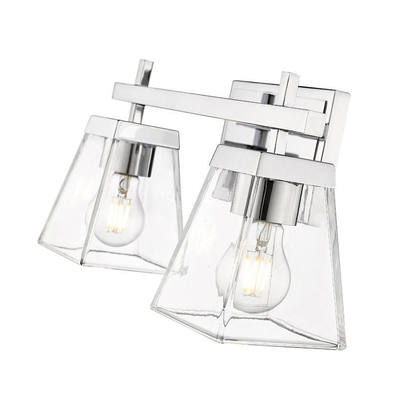 Z-Lite Lauren 2-Light Chrome Steel Frame Clear Glass Shade Vanity Light