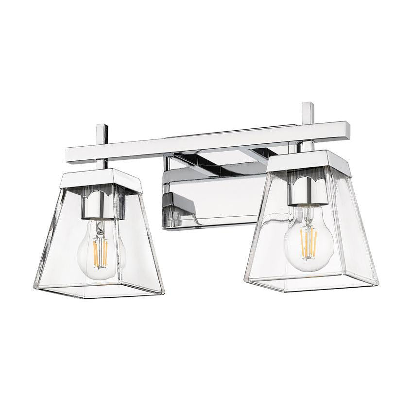 Z-Lite Lauren 2-Light Chrome Steel Frame Clear Glass Shade Vanity Light