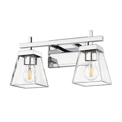 Z-Lite Lauren 2-Light Chrome Steel Frame Clear Glass Shade Vanity Light