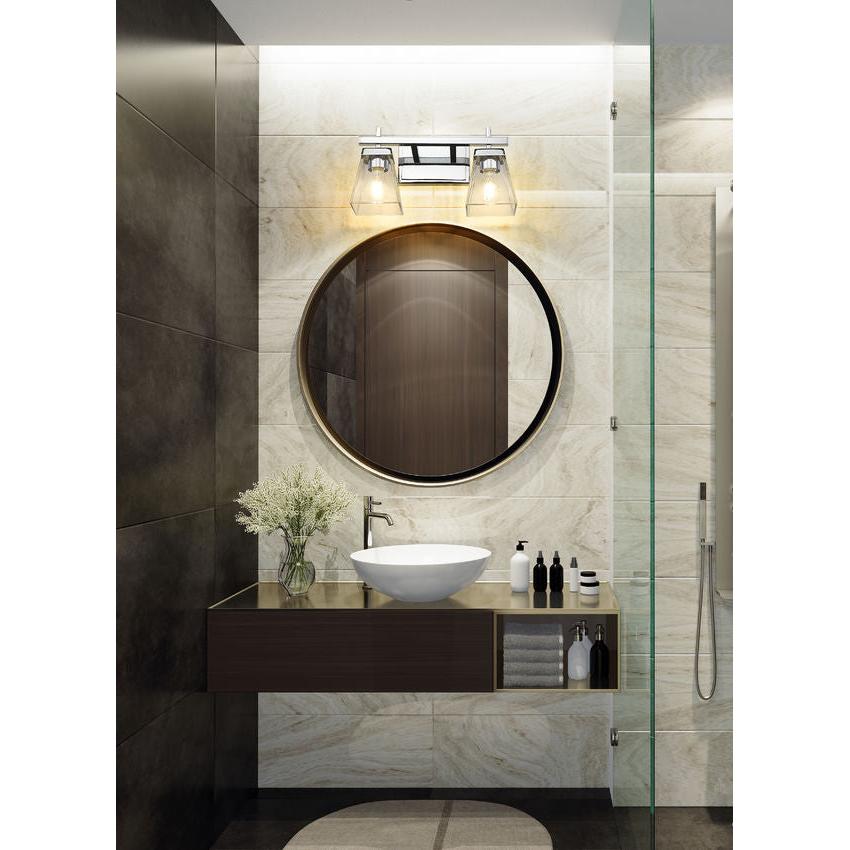 Z-Lite Lauren 2-Light Chrome Steel Frame Clear Glass Shade Vanity Light