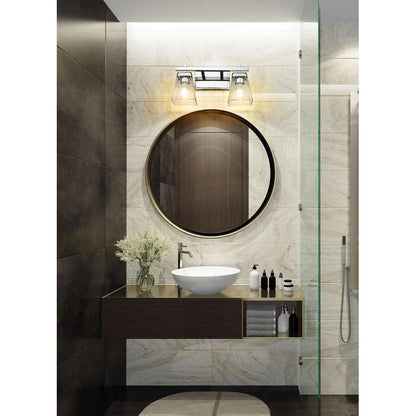 Z-Lite Lauren 2-Light Chrome Steel Frame Clear Glass Shade Vanity Light