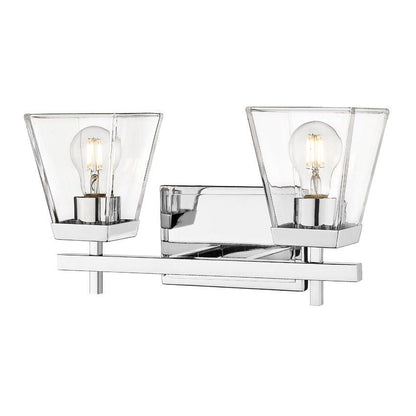Z-Lite Lauren 2-Light Chrome Steel Frame Clear Glass Shade Vanity Light