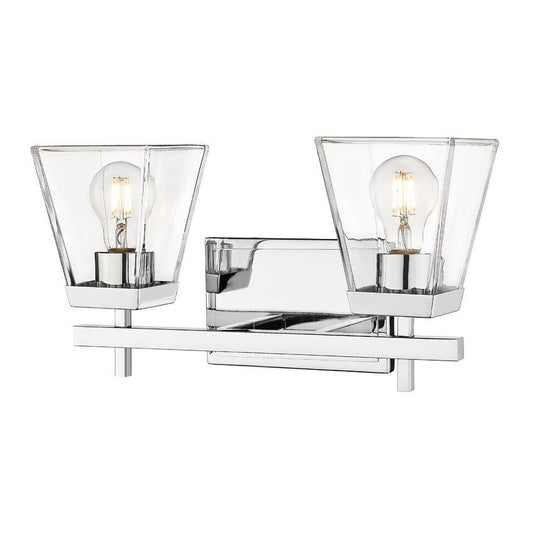 Z-Lite Lauren 2-Light Chrome Steel Frame Clear Glass Shade Vanity Light