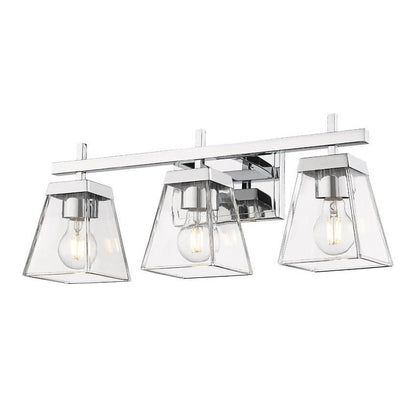Z-Lite Lauren 3-Light Chrome Steel Frame Clear Glass Shade Vanity Light