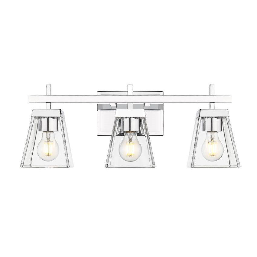 Z-Lite Lauren 3-Light Chrome Steel Frame Clear Glass Shade Vanity Light