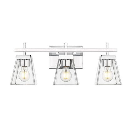 Z-Lite Lauren 3-Light Chrome Steel Frame Clear Glass Shade Vanity Light