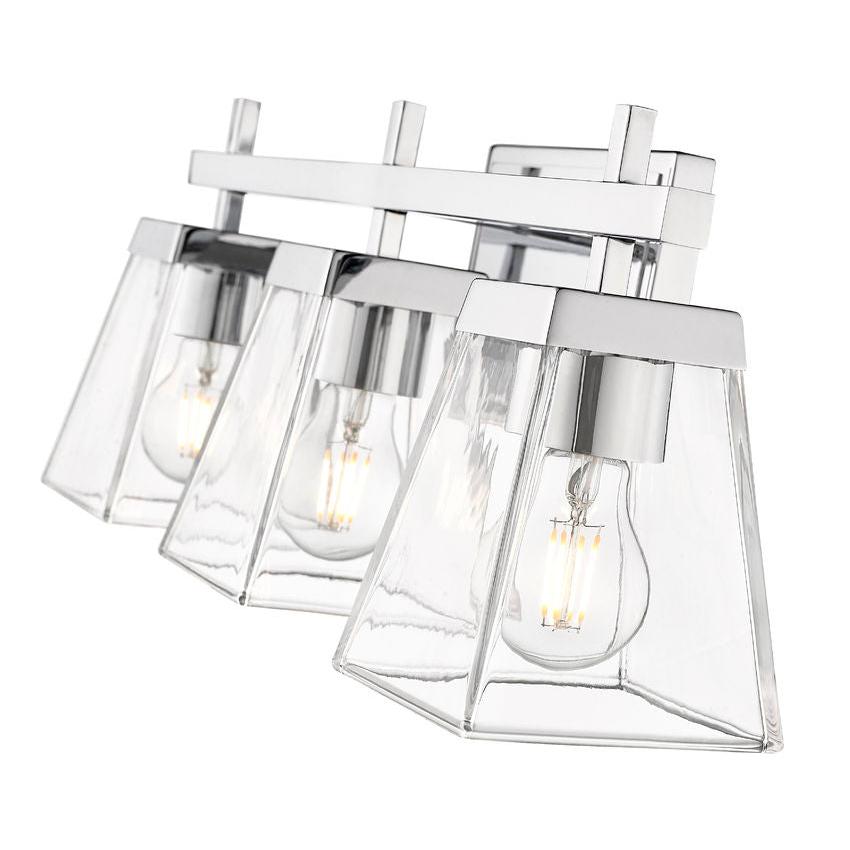 Z-Lite Lauren 3-Light Chrome Steel Frame Clear Glass Shade Vanity Light