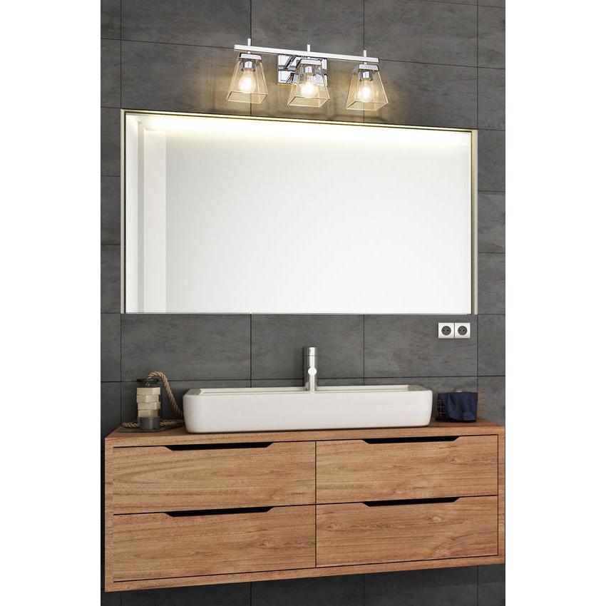 Z-Lite Lauren 3-Light Chrome Steel Frame Clear Glass Shade Vanity Light
