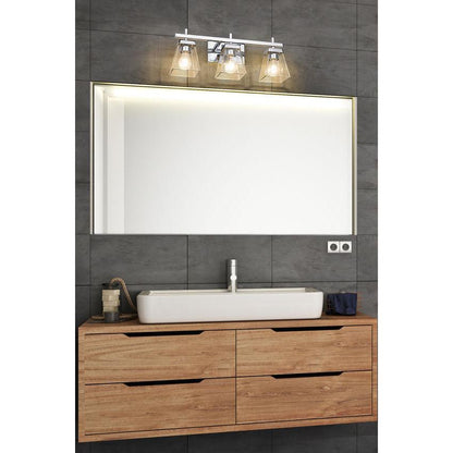 Z-Lite Lauren 3-Light Chrome Steel Frame Clear Glass Shade Vanity Light