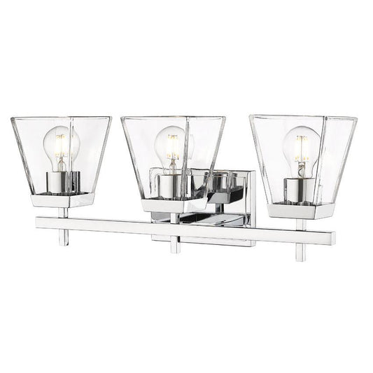 Z-Lite Lauren 3-Light Chrome Steel Frame Clear Glass Shade Vanity Light
