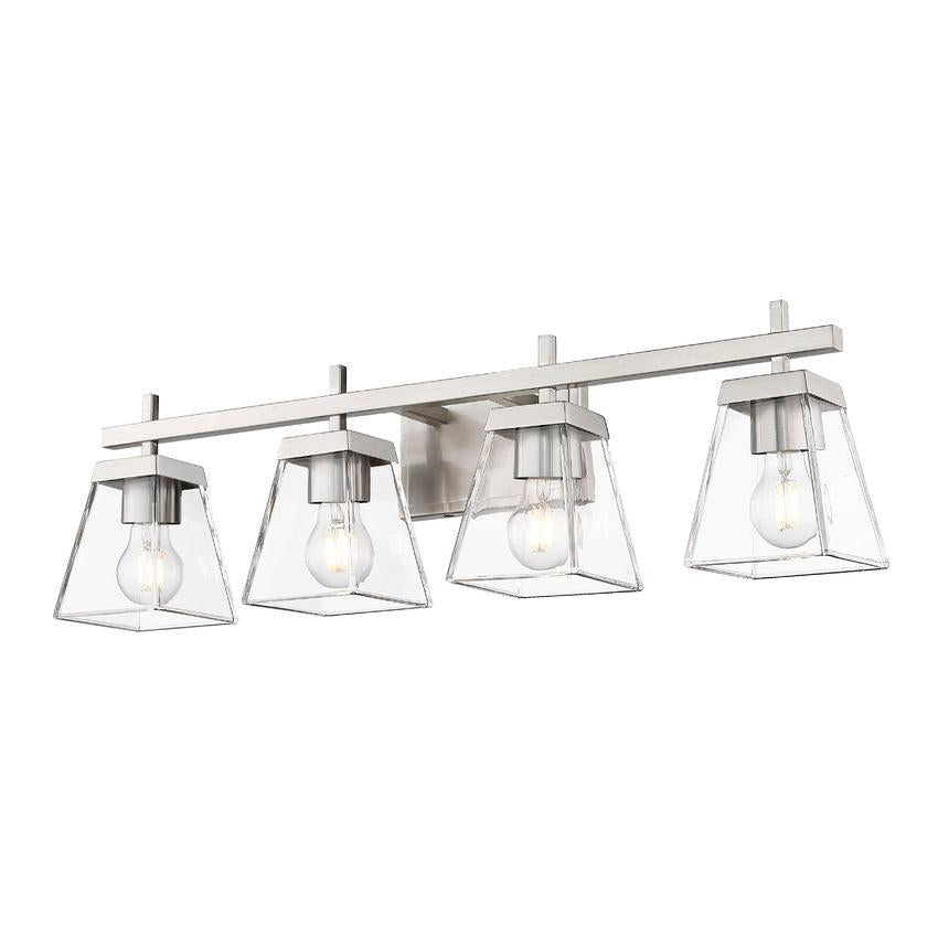 Z-Lite Lauren 4-Light Brushed Nickel Steel Frame Clear Glass Shade Vanity Light