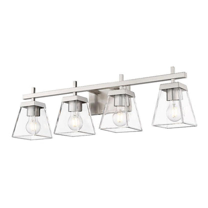 Z-Lite Lauren 4-Light Brushed Nickel Steel Frame Clear Glass Shade Vanity Light