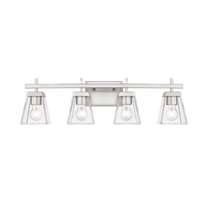 Z-Lite Lauren 4-Light Brushed Nickel Steel Frame Clear Glass Shade Vanity Light