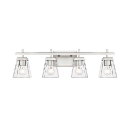 Z-Lite Lauren 4-Light Brushed Nickel Steel Frame Clear Glass Shade Vanity Light