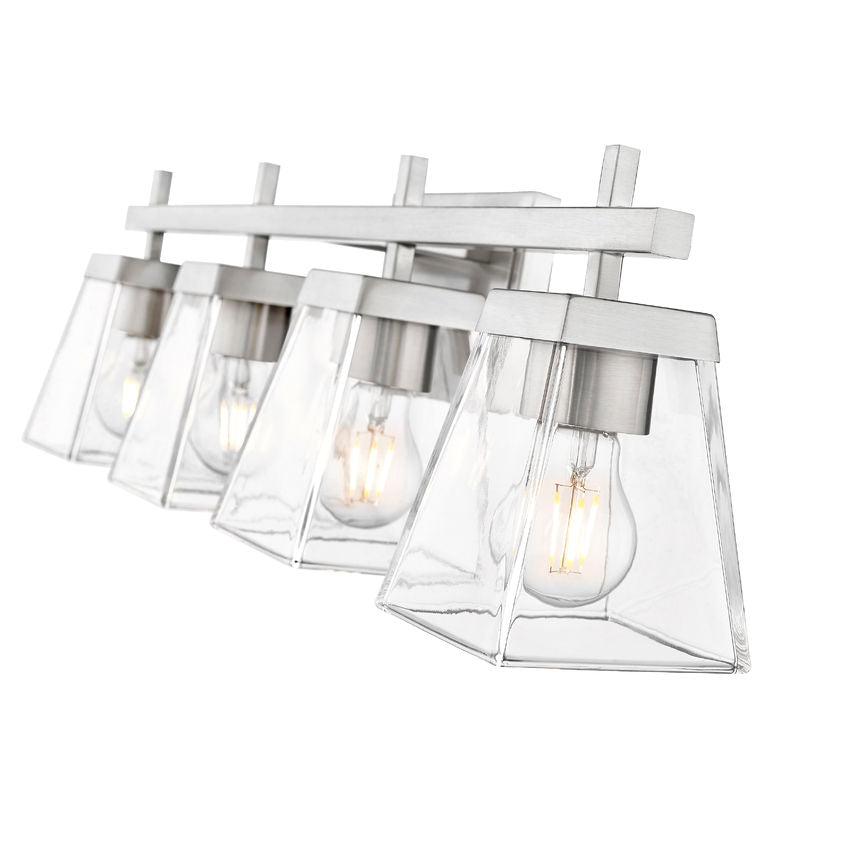Z-Lite Lauren 4-Light Brushed Nickel Steel Frame Clear Glass Shade Vanity Light