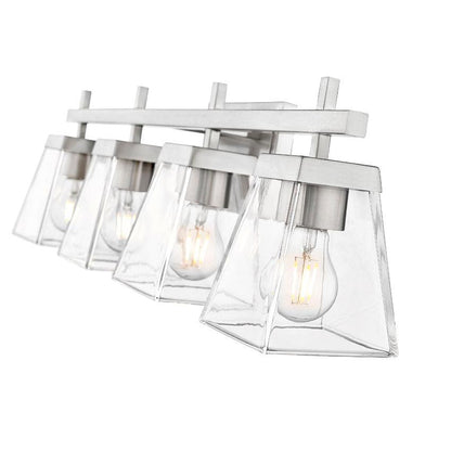 Z-Lite Lauren 4-Light Brushed Nickel Steel Frame Clear Glass Shade Vanity Light