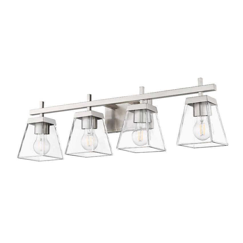 Z-Lite Lauren 4-Light Brushed Nickel Steel Frame Clear Glass Shade Vanity Light